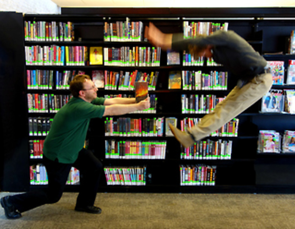 Large fighting in library